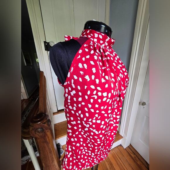 Red and White Patterned Blouse - Picture 1 of 5